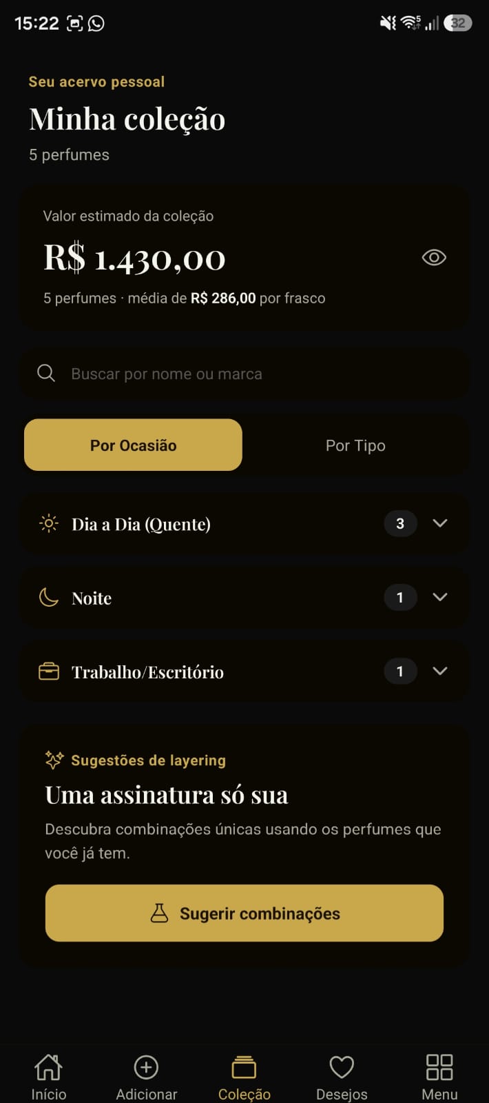 Coleção de perfumes